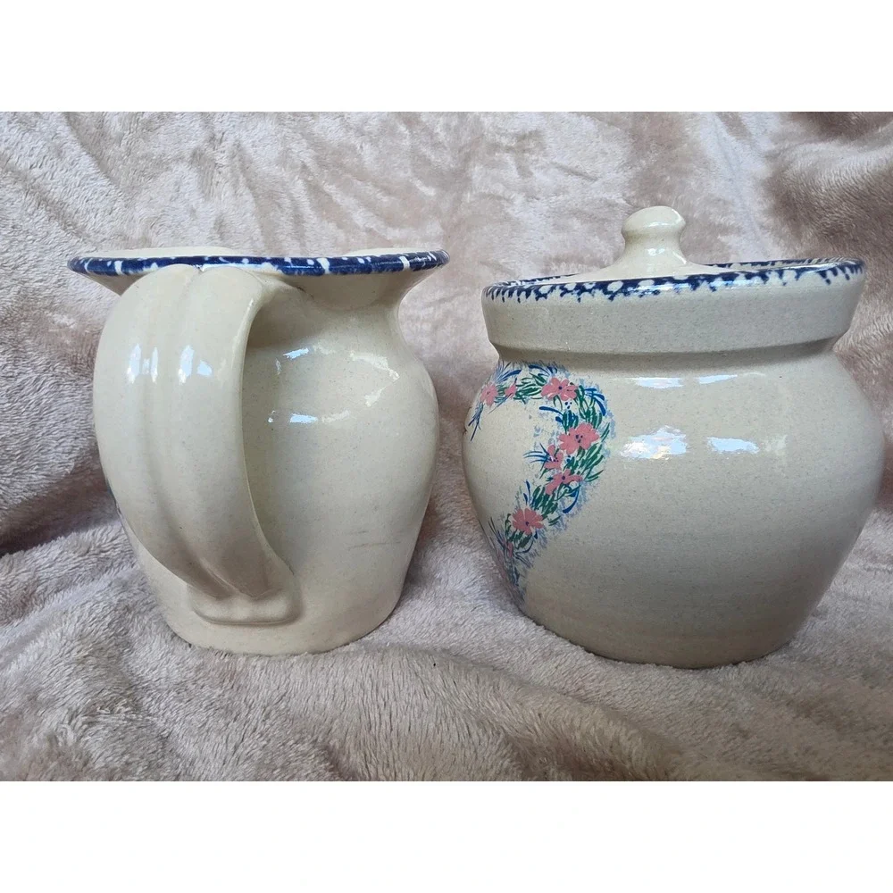 Home & Garden Party Stoneware Hummingbird Pitcher and Sugar Bowl Set 1998 1999